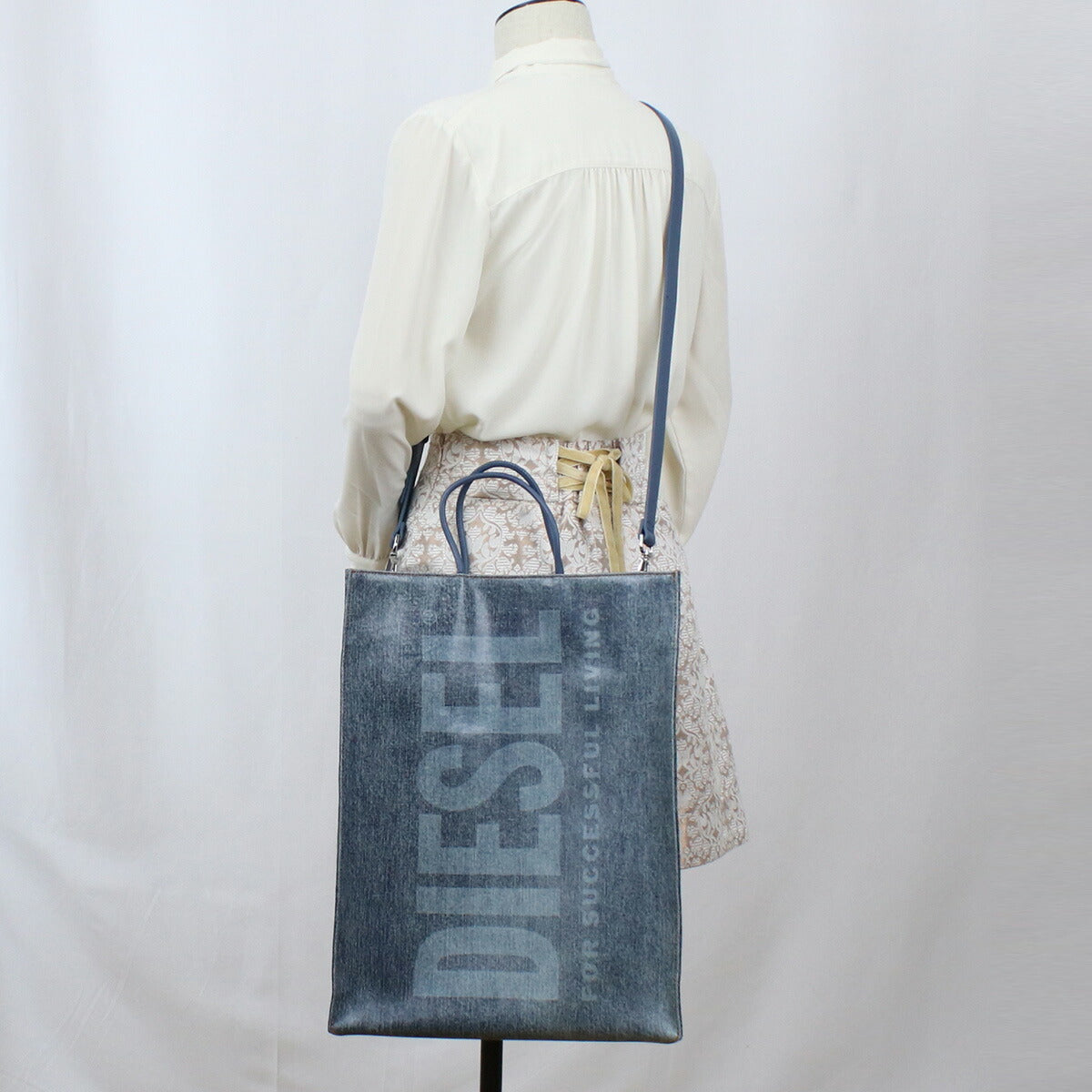 ディーゼル トートバッグ レディース 熱可塑性ポリウレタン コットン X08919 ブルー系 バッグ DIEX08919021