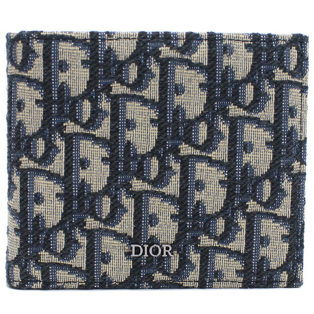 ディオール 二つ折り財布 メンズ ブランド Christian Dior ジャカード イタリア 2OBBC027 マルチカラー　ネイビー 財布 DIO2OBBC027011