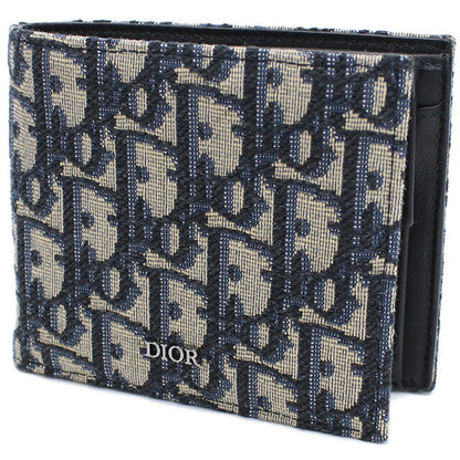 ディオール 二つ折り財布 メンズ ブランド Christian Dior ジャカード イタリア 2OBBC027 マルチカラー　ネイビー 財布 DIO2OBBC027011