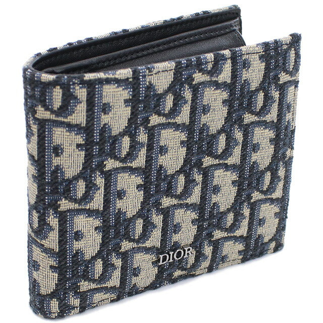 ディオール 二つ折り財布 メンズ ブランド Christian Dior ジャカード イタリア 2OBBC027 マルチカラー　ネイビー 財布 DIO2OBBC027011
