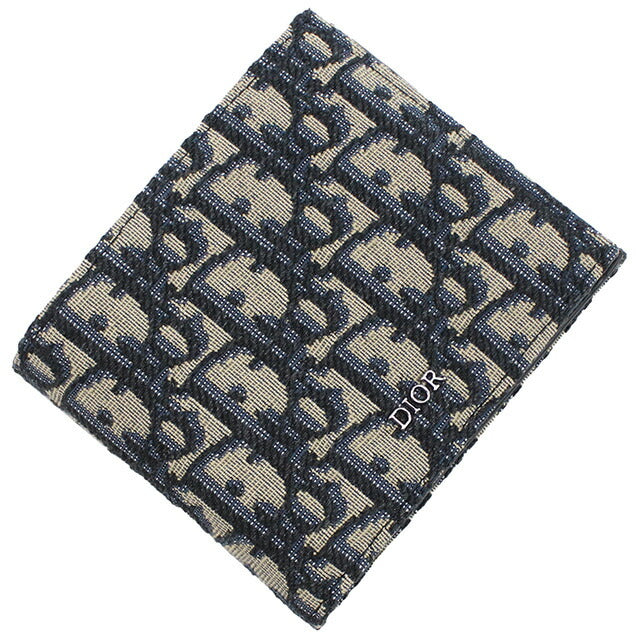 ディオール 二つ折り財布 メンズ ブランド Christian Dior ジャカード イタリア 2OBBC027 マルチカラー　ネイビー 財布 DIO2OBBC027011