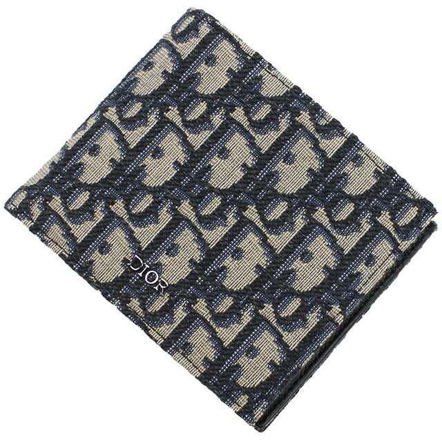 ディオール 二つ折り財布 メンズ ブランド Christian Dior ジャカード イタリア 2OBBC027 マルチカラー　ネイビー 財布 DIO2OBBC027011