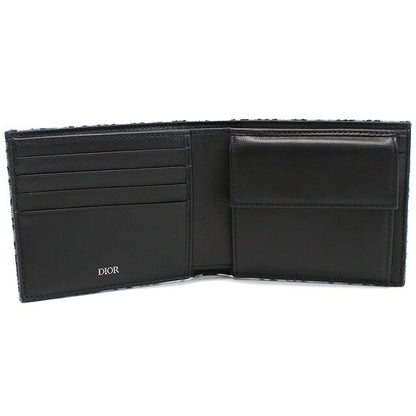 ディオール 二つ折り財布 メンズ ブランド Christian Dior ジャカード イタリア 2OBBC027 マルチカラー　ネイビー 財布 DIO2OBBC027011