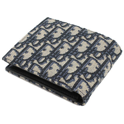 ディオール 二つ折り財布 メンズ ブランド Christian Dior ジャカード イタリア 2OBBC027 マルチカラー　ネイビー 財布 DIO2OBBC027011