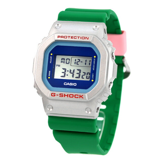 莉*那様 美品。G-SHOCK デジタル時計 ホワイト/レッド/グリーン　クリス G-SHOCK WEB限定 CASIO ミッドサイズ ピンクスケルトン GMA