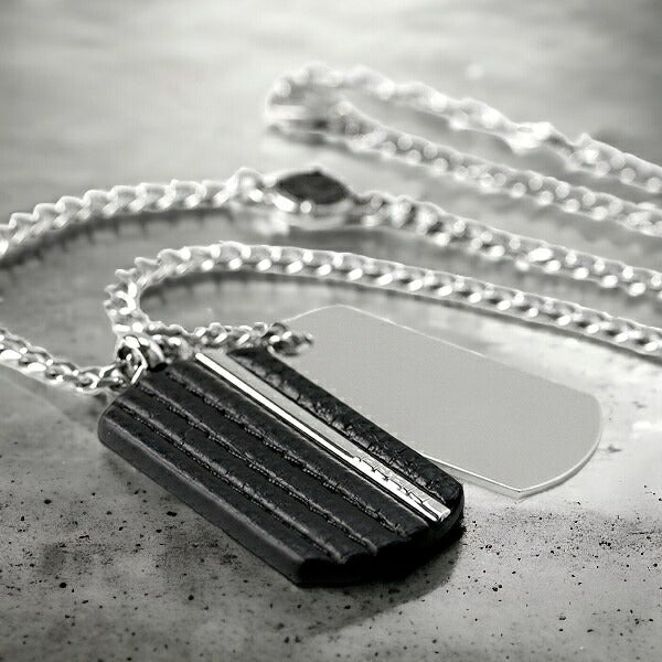 ディーゼル ネックレス DIESEL チェーン ステンレス ドッグタグ ダブルプレート メンズ DX1040040 シルバー ブラック アクセサリー DX1040040