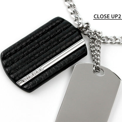 ディーゼル ネックレス DIESEL チェーン ステンレス ドッグタグ ダブルプレート メンズ DX1040040 シルバー ブラック アクセサリー DX1040040