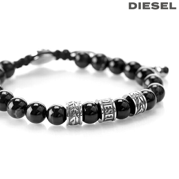ディーゼル ブレスレット DIESEL ステンレススチール ビーズ メンズ DX1101040 ブラック シルバー アクセサリー 記念品 プレゼント ギフト DX1101040
