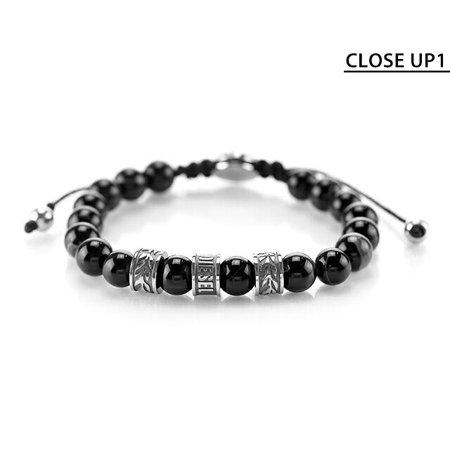 ディーゼル ブレスレット DIESEL ステンレススチール ビーズ メンズ DX1101040 ブラック シルバー アクセサリー 記念品 プレゼント ギフト DX1101040