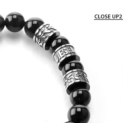 ディーゼル ブレスレット DIESEL ステンレススチール ビーズ メンズ DX1101040 ブラック シルバー アクセサリー 記念品 プレゼント ギフト DX1101040
