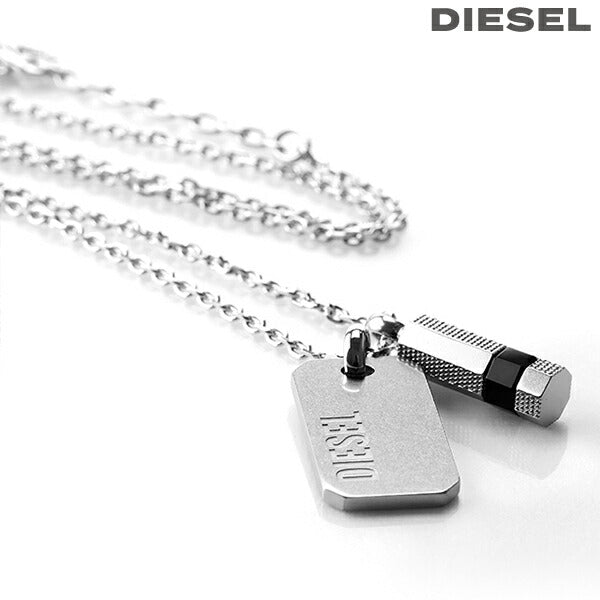 ディーゼル ネックレス DIESEL チェーン ステンレススチール プレート メンズ レディース DX1156040 シルバー アクセサリー DX1156040