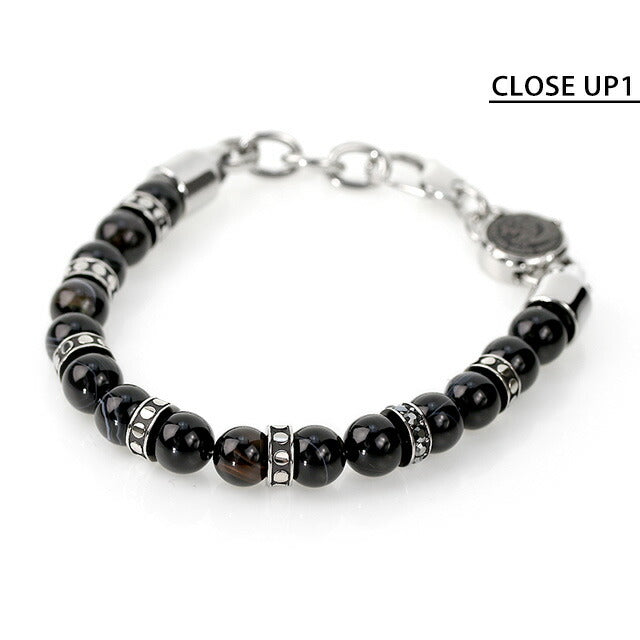ディーゼル ブレスレット DIESEL ステンレススチール ビーズ メンズ DX1163040 ブラック シルバー アクセサリー 記念品 プレゼント ギフト DX1163040