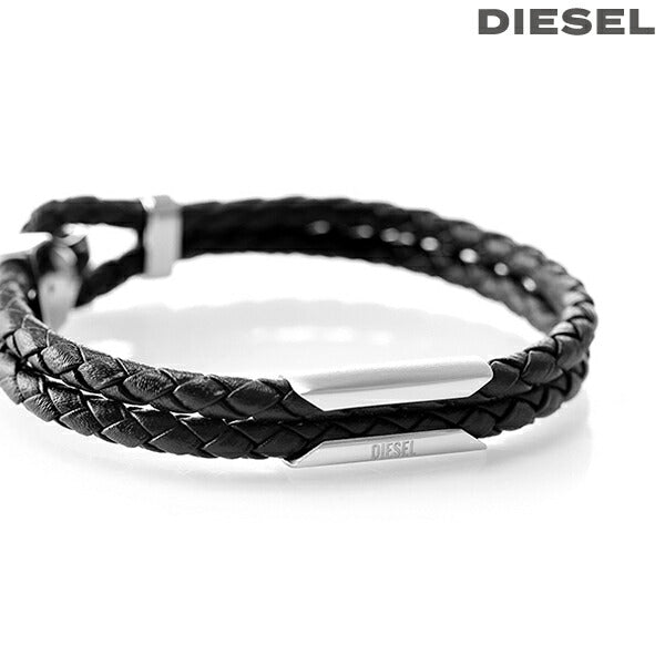 DIESEL ディーゼル ブレスレット ブラック×シルバー DX1247040 ディーゼル ブレスレット DIESEL レザー ステンレススチール