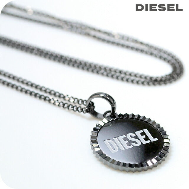 ディーゼル ネックレス メンズ レディース ブランド DIESEL ペンダント ロゴ ガンメタル アクセサリー DX1362060
