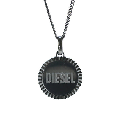 ディーゼル ネックレス メンズ レディース ブランド DIESEL ペンダント ロゴ ガンメタル アクセサリー DX1362060