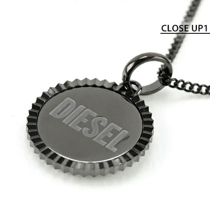 ディーゼル ネックレス メンズ レディース ブランド DIESEL ペンダント ロゴ ガンメタル アクセサリー DX1362060