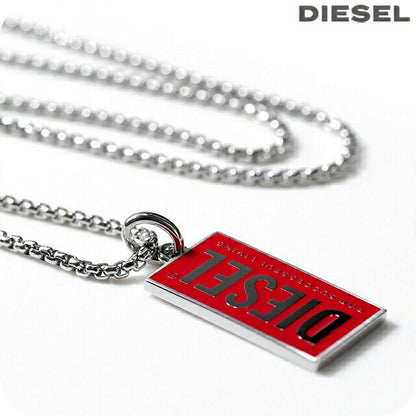 ディーゼル ネックレス DIESEL ペンダント ステンレススチール ドッグタグ メンズ レディース DX1368040 シルバー レッド アクセサリー 記念品 ギフト DX1368040