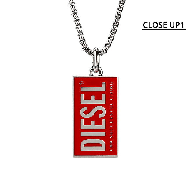 ディーゼル ネックレス DIESEL ペンダント ステンレススチール ドッグタグ メンズ レディース DX1368040 シルバー レッド アクセサリー 記念品 ギフト DX1368040