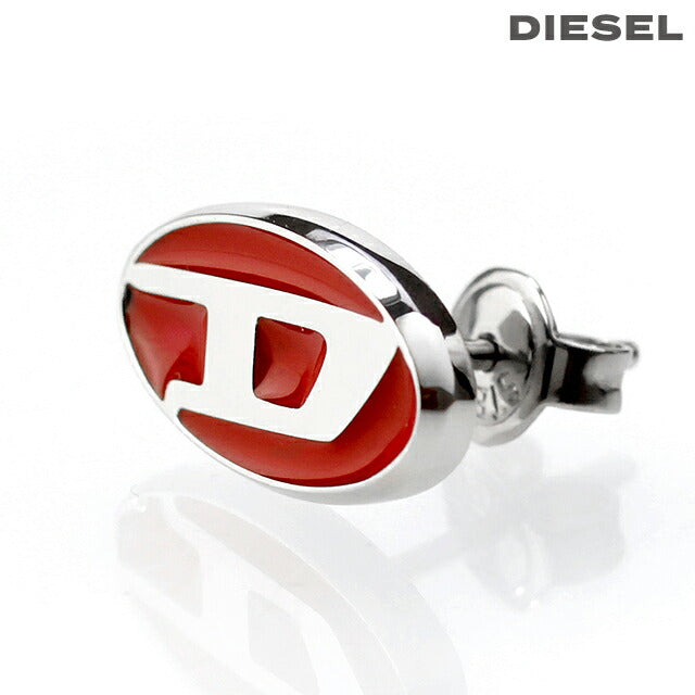 ディーゼル ピアス メンズ ブランド DIESEL ロゴ スタッド 片耳用 DX1443040 シルバー レッド アクセサリー DX1443040