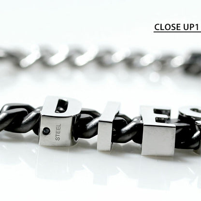 ディーゼル ブレスレット メンズ レディース ブランド チェーン ステンレススチール DX1486060 ブラック シルバー アクセサリー DX1486060