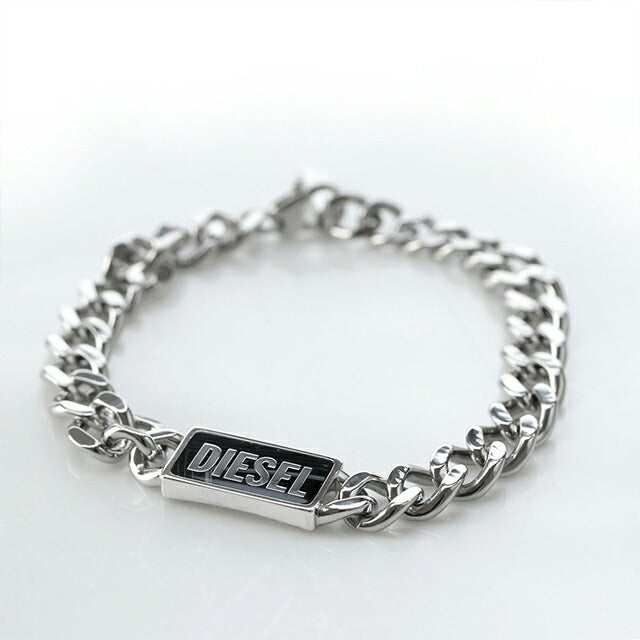 ディーゼル ブレスレット メンズ レディース ブランド チェーン ステンレススチール DX1513040 シルバー ブラック アクセサリー DX1513040