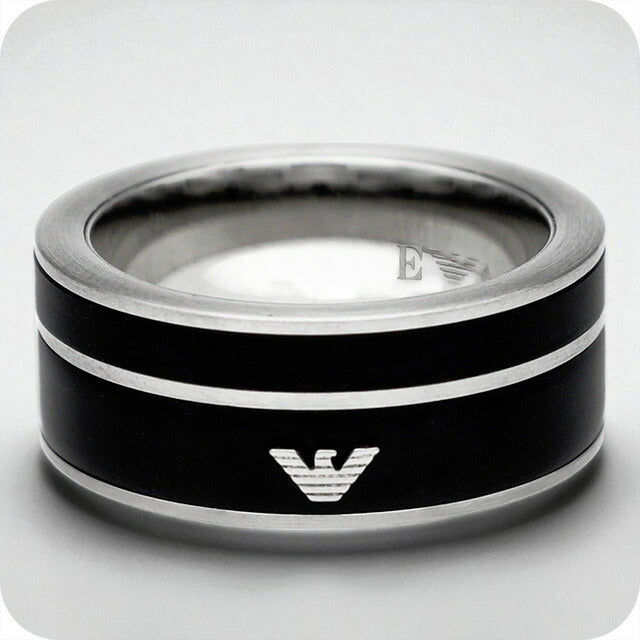 エンポリオ・アルマーニ リング メンズ ブランド EMPORIO ARMANI EGS2032040510 ブラック/シルバー EGS2032040510