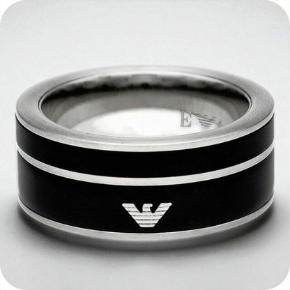エンポリオ・アルマーニ リング メンズ ブランド EMPORIO ARMANI EGS2032040510 ブラック/シルバー EGS2032040510