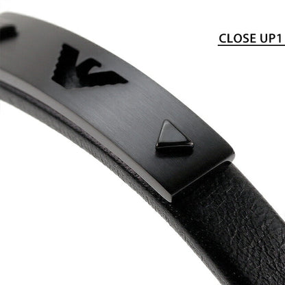 エンポリオ アルマーニ ブレスレット メンズ ブランド EMPORIO ARMANI レザー ステンレス EGS2412001 オールブラック アクセサリー EGS2412001