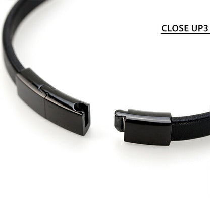 エンポリオ アルマーニ ブレスレット メンズ ブランド EMPORIO ARMANI レザー ステンレス EGS2412001 オールブラック アクセサリー EGS2412001