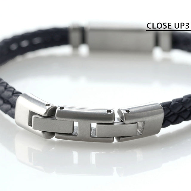 Emporio Armani 手链男士品牌皮革双层包裹不锈钢皮革 EGS2995040 银黑色配件 EGS2995040