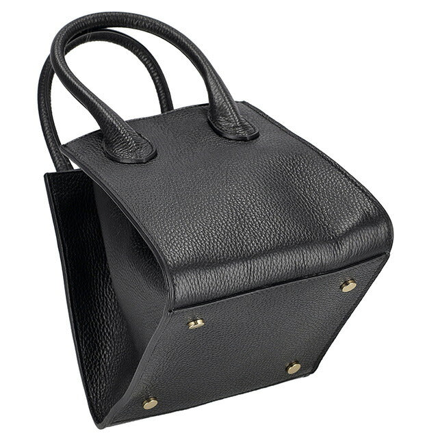 AULENTTI オウレンティ　ブラック　ハンドバッグ ゴールド金具 MADE IN ITALY】オウレンティ AULENTTI レザー2wayハンドバッグ