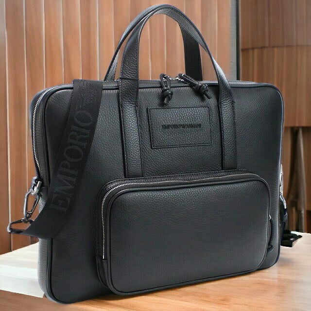 エンポリオ・アルマーニ ブリーフケース メンズ ブランド EMPORIO ARMANI レザー Y4P144 BLACK ブラック バッグ EMAY4P144011