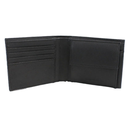 エンポリオ・アルマーニ 二折財布小銭入付き メンズ 再生レザー チュニジア Y4R165 BLACK-BLACK ブラック 財布 EMAY4R165091