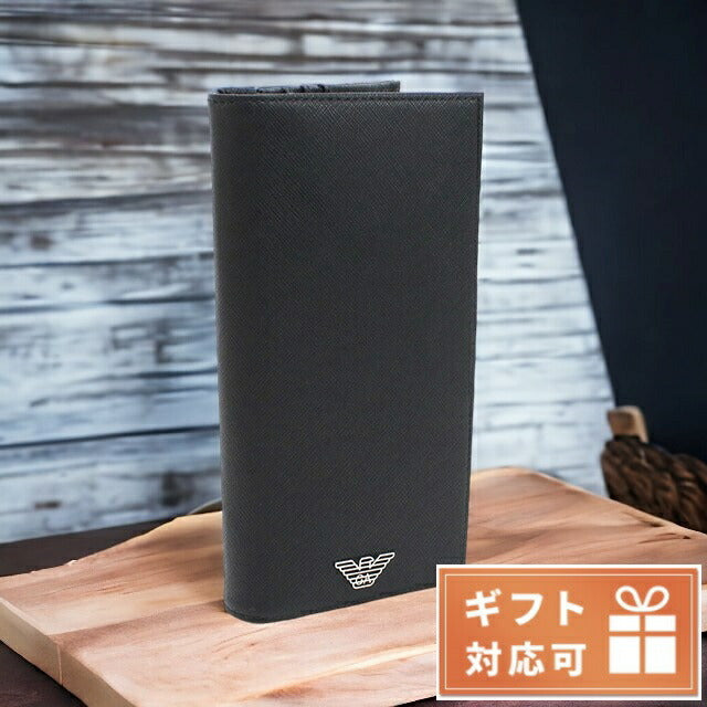 エンポリオ・アルマーニ 長財布ニ折小銭入付き メンズ レザー Y4R170 BLACK-BLACK ブラック 財布 EMAY4R170061