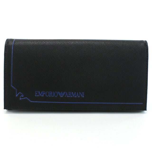 エンポリオ・アルマーニ 長財布ニ折小銭入付き メンズ ブランド EMPORIO ARMANI Y4R170 BLACK ブラック 財布 EMAY4R170071