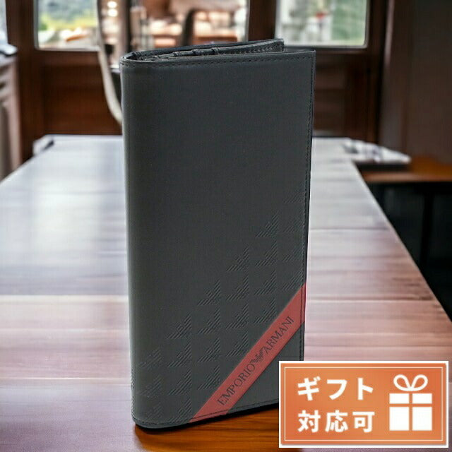 エンポリオ・アルマーニ 長財布ニ折小銭入付き メンズ ブランド ポリウレタン Y4R170 BLACK-BLACK EAGLES ブラック 財布 EMAY4R170081