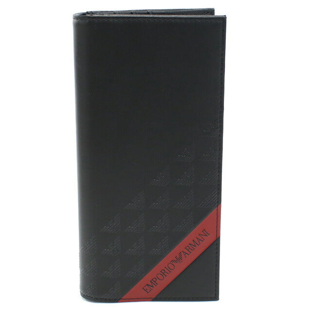 エンポリオ・アルマーニ 長財布ニ折小銭入付き メンズ ブランド ポリウレタン Y4R170 BLACK-BLACK EAGLES ブラック 財布 EMAY4R170081