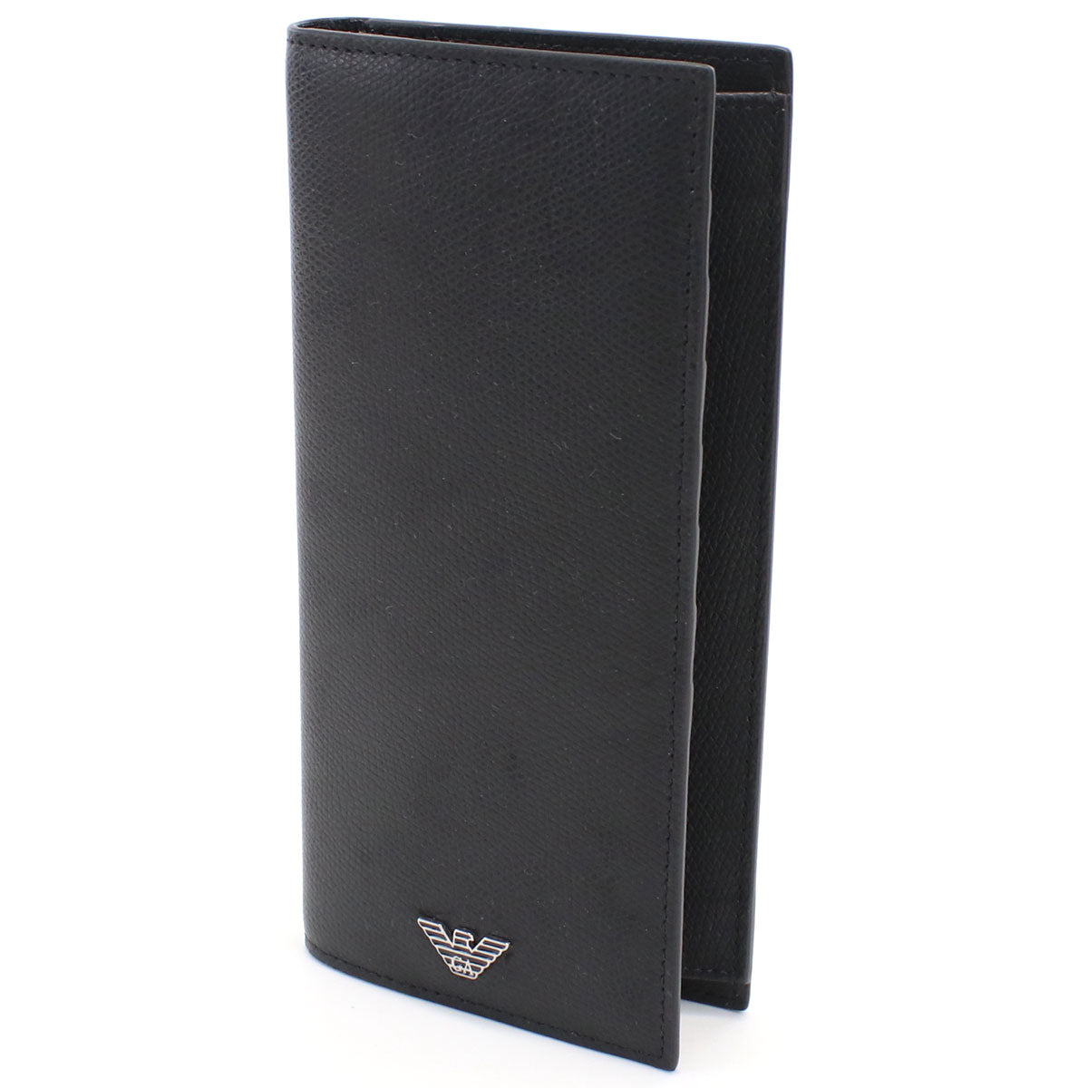 エンポリオ・アルマーニ 長財布ニ折小銭入付き メンズ レザー イタリア Y4R256 BLACK ブラック 財布 EMAY4R256011