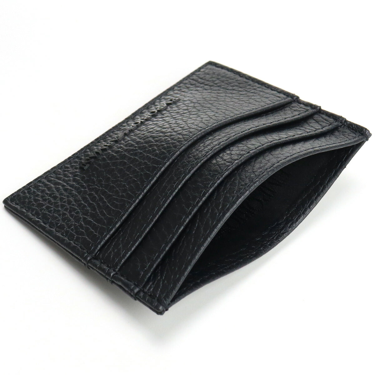 エンポリオ・アルマーニ カードケース メンズ レザー チュニジア Y4R382 BLACK ブラック 財布 EMAY4R382011