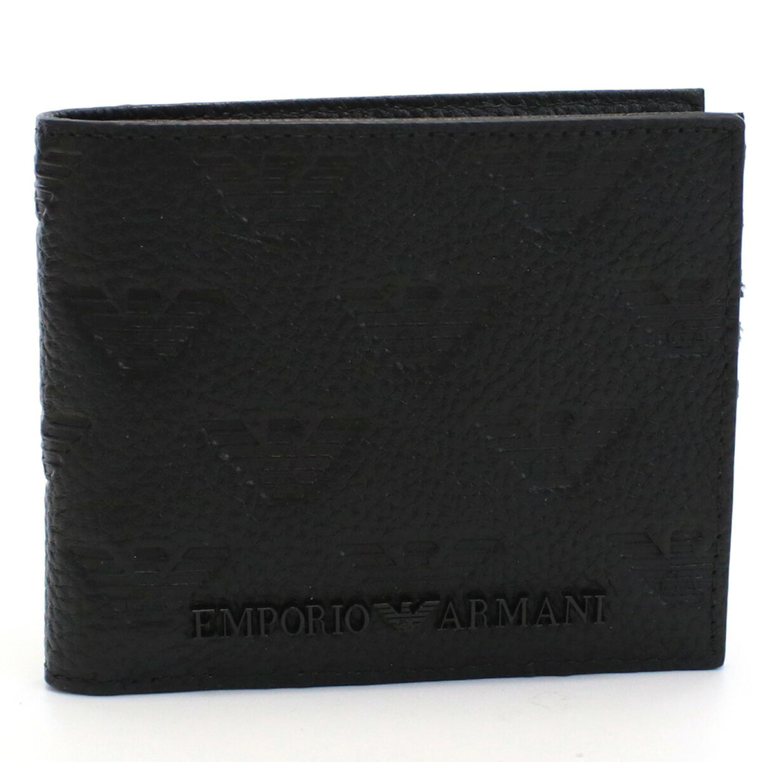 エンポリオ・アルマーニ 二つ折り財布 メンズ レザー オープンポケット×2 YEM122 BLACK ブラック 財布 EMAYEM122431