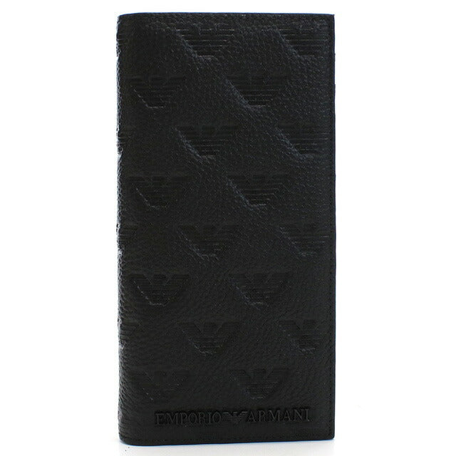 エンポリオ・アルマーニ 長財布ニ折小銭入付き メンズ ブランド Emporio Armani レザー YEM474 BLACK ブラック 財布 EMAYEM474511