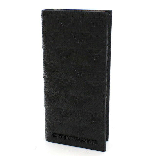 エンポリオ・アルマーニ 長財布ニ折小銭入付き メンズ ブランド Emporio Armani レザー YEM474 BLACK ブラック 財布 EMAYEM474511