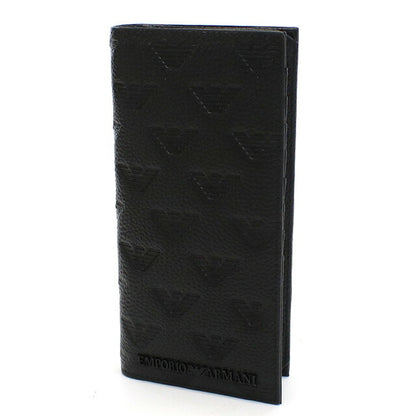 エンポリオ・アルマーニ 長財布ニ折小銭入付き メンズ ブランド Emporio Armani レザー YEM474 BLACK ブラック 財布 EMAYEM474511