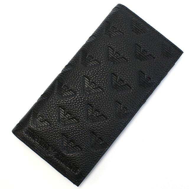 エンポリオ・アルマーニ 長財布ニ折小銭入付き メンズ ブランド Emporio Armani レザー YEM474 BLACK ブラック 財布 EMAYEM474511
