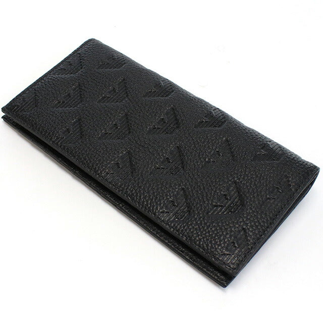 エンポリオ・アルマーニ 長財布ニ折小銭入付き メンズ ブランド Emporio Armani レザー YEM474 BLACK ブラック 財布 EMAYEM474511