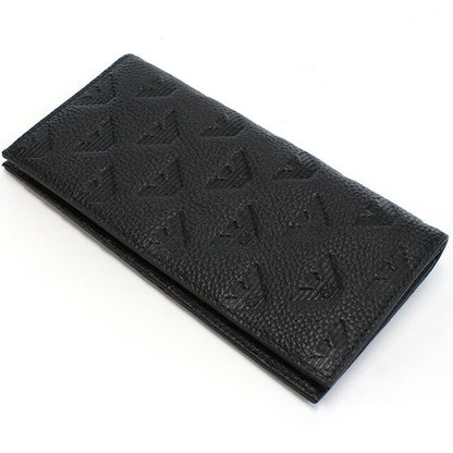 エンポリオ・アルマーニ 長財布ニ折小銭入付き メンズ ブランド Emporio Armani レザー YEM474 BLACK ブラック 財布 EMAYEM474511