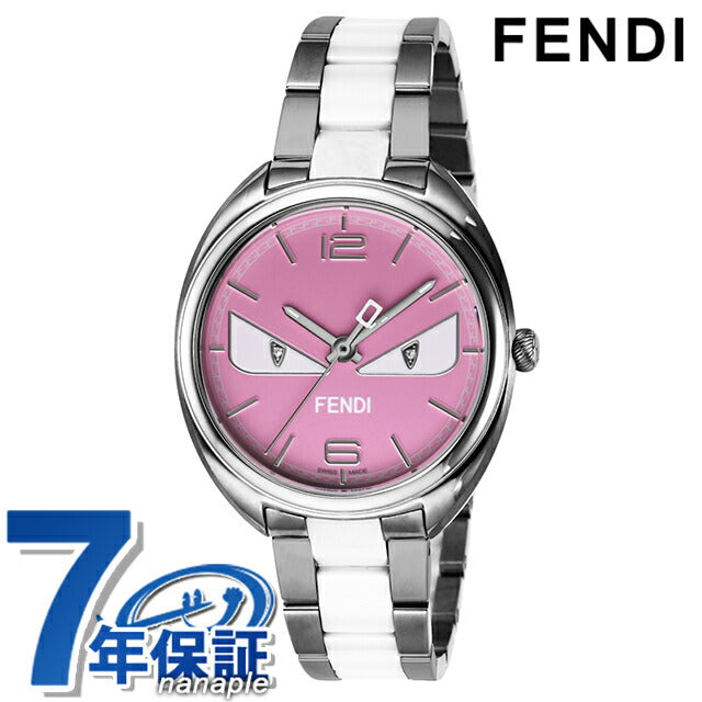 フェンディ モメント バグズ クオーツ 腕時計 ブランド メンズ レディース FENDI F216037204D1 アナログ ピンク ホワイト 白 F216037204D1