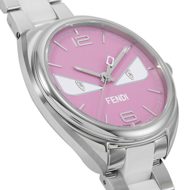 フェンディ モメント バグズ クオーツ 腕時計 ブランド メンズ レディース FENDI F216037204D1 アナログ ピンク ホワイト 白 F216037204D1