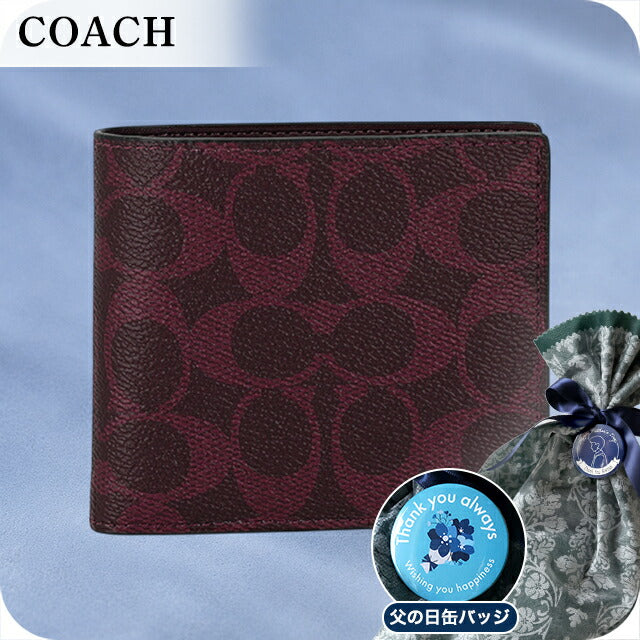 ＼父の日 ギフトセット／コーチ 二つ折り財布 二折財布 メンズ ブランド COACH CY406 YED ボルドー 選べるモデル
