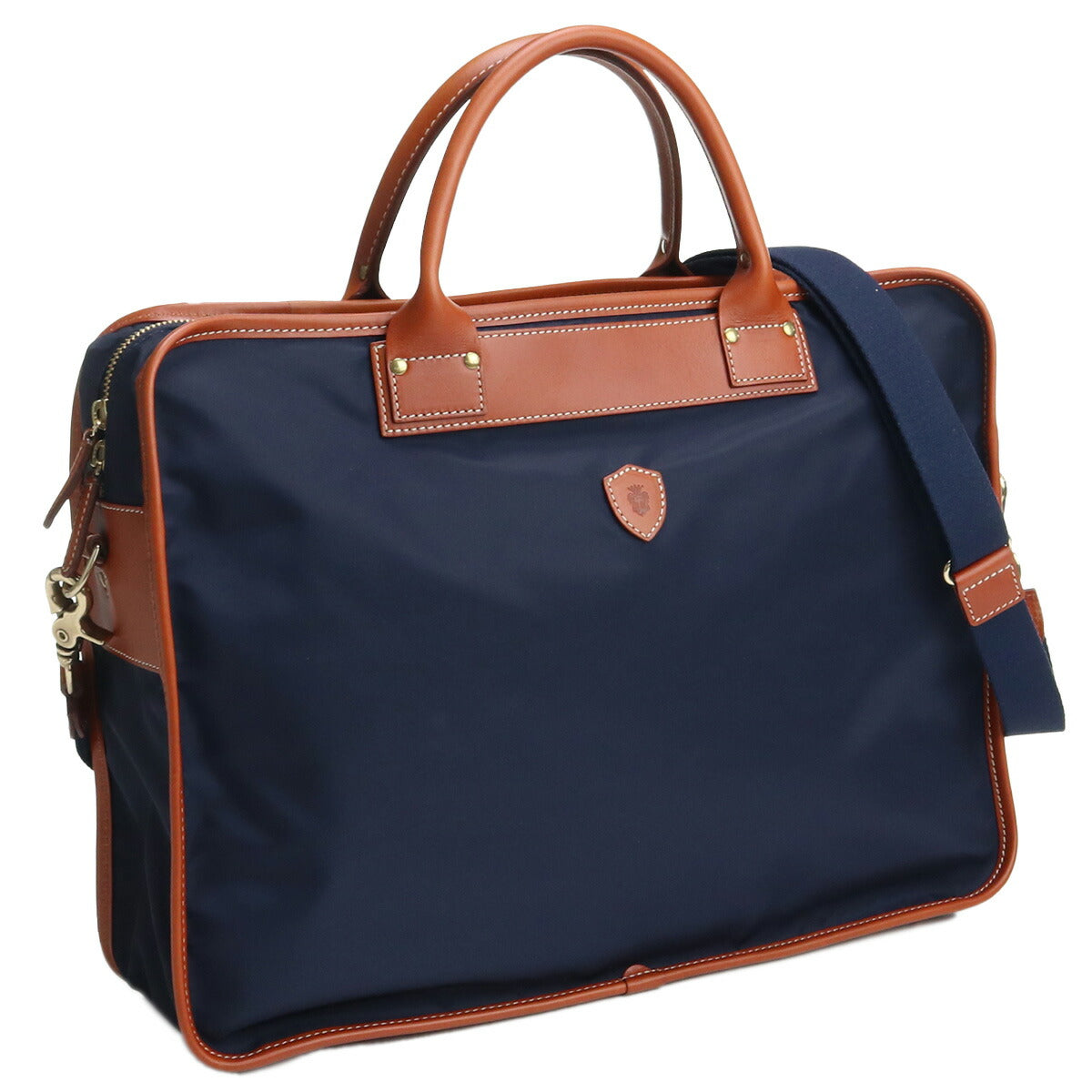 ✨極美品✨ フェリージ ブリーフケース ナイロン レザー 2層 B4可 紺茶 Felisi 最大50%☆10/5限定 正規品1年保証 フェリージ ブリーフ